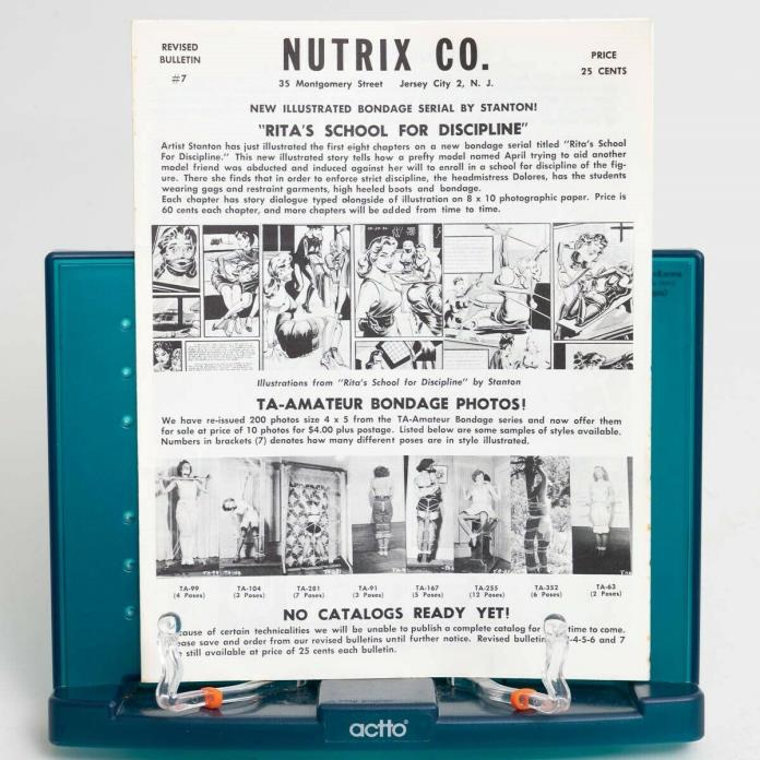 Nutrix Co Revised Bulletin #7 Bondage Pin-Up Photo Catalog BDSM Irving Klaw