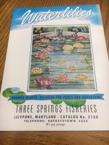 Three Springs Fisheries Catalog 2150 1950s Water Lilies Lilypons Maryland