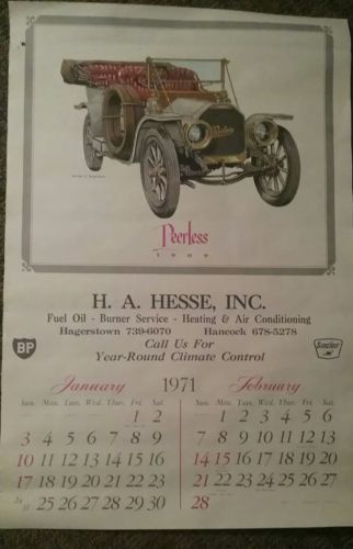 1971 advertising calendar with cars from Hagestown and Hancock, MD