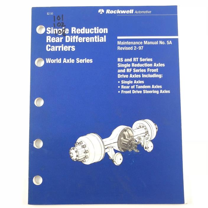 Rockwell Service Manual Rt Rs Series Single Reduction Rear Differential Carriers