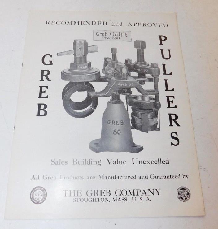 The Greb Company Greb Pullers Vintage Catalog and Price List, Stoughton MA