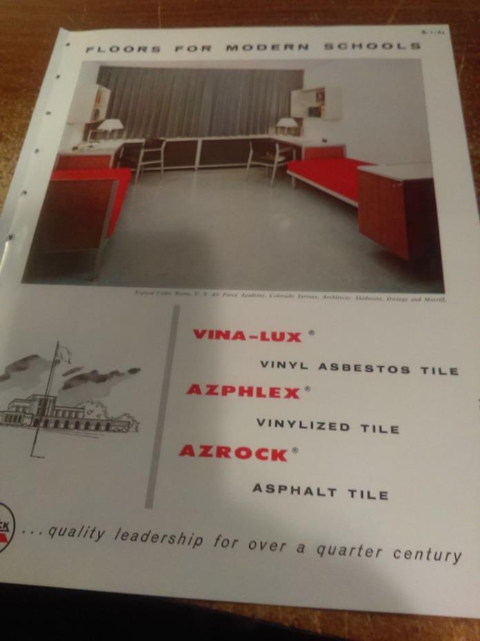 1950's Azrock Floor Products For Schools VINA-LUX Architectural Catalog Asbestos