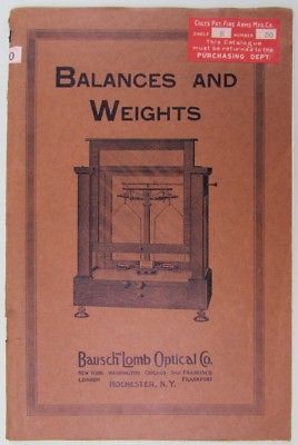 BAUSCH AND LOMB OPTICAL CO. BALANCES AND WEIGHTS CATALOG CIRCA 1917