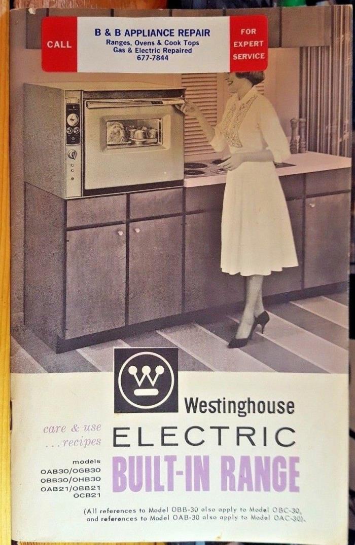 Vintage 1961 Westinghouse Electric Built-In Range Owner's Manual *