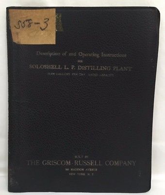 Collectible Operations Instructions Manual For Soloshell Distilling Plant (RF329