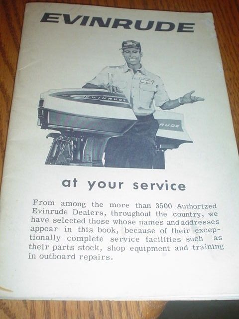 EVINRUDE Motors booklet    list of service centers/dealers 1965