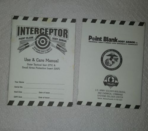 1 only Point Blank Interceptor OTV AND SAPI Use and Care Manual.