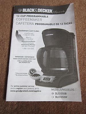 Black & Decker Coffeemaker INSTRUCTION MANUAL ONLY Model DLX1050B