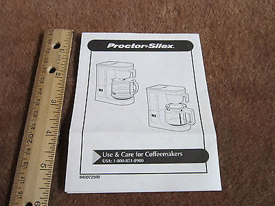 Proctor-Silex CoffeeMaker Guide ONLY User Manual Use Care