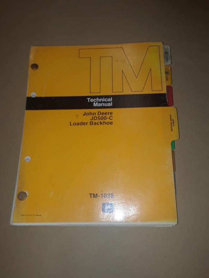 John Deere JD500-C Loader Backhoe Technical Service Shop Manual