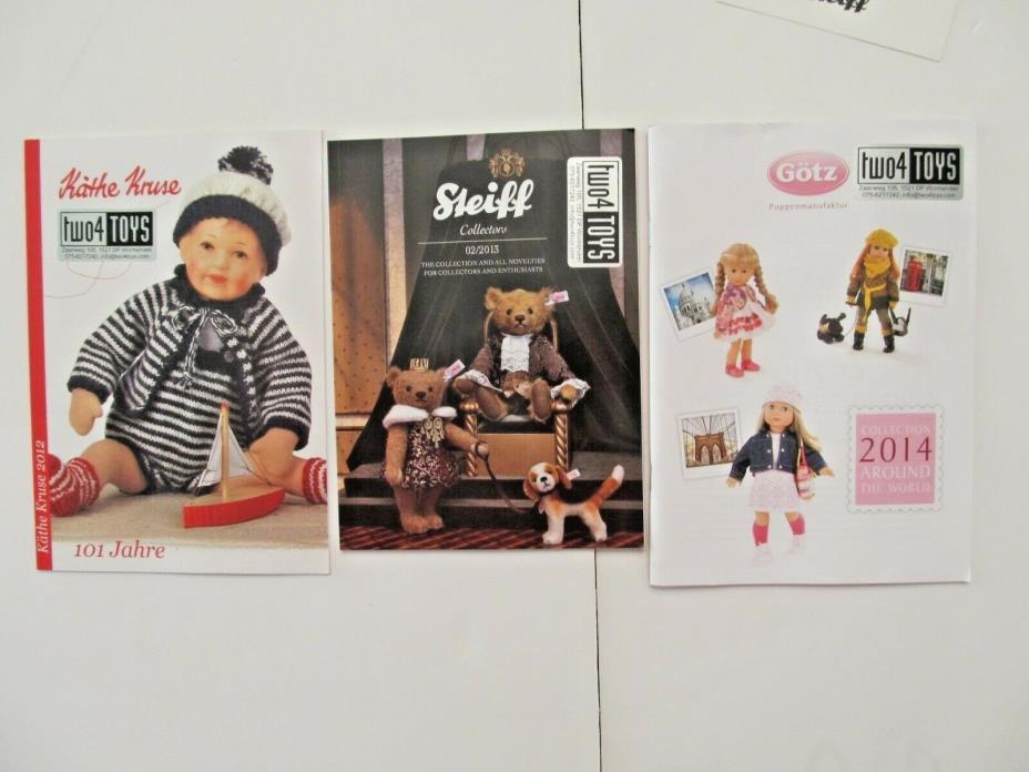 Doll & Bear CATALOGS: Gotz, Steiff, Kathe Kruse_Lot of 3; like NEW