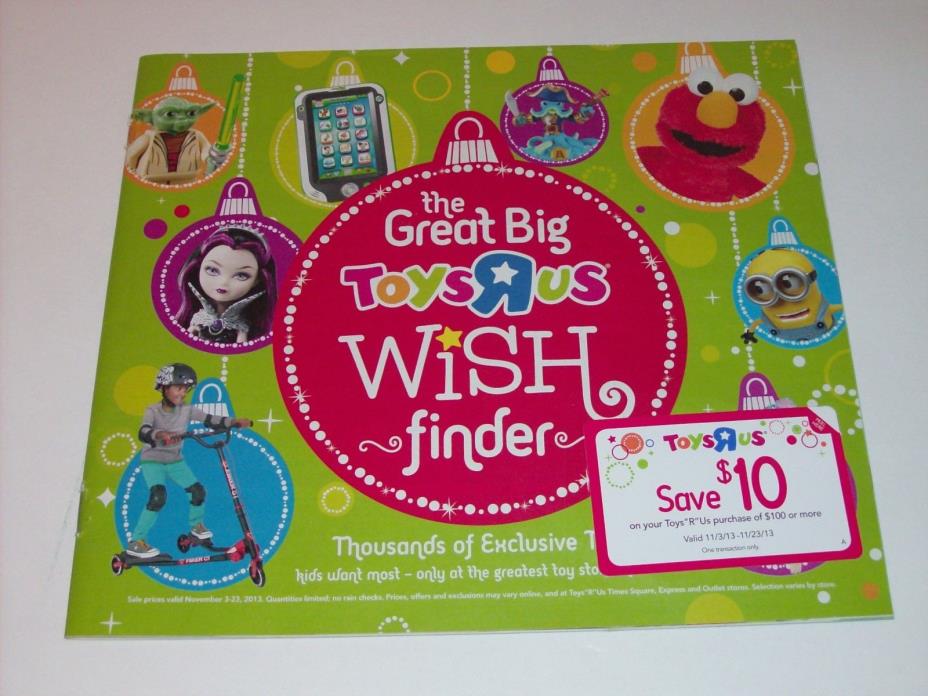 The Great Big Toys R Us Wish Finder 2013 Holiday Toy Catalog W Mailer +Gift Card