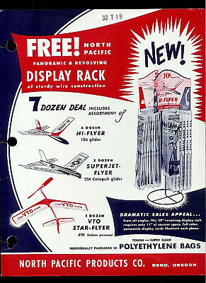 1950's North Pacific Hi Superjet VTO Star Flyer Balsa Planes Dealer Sheet Page