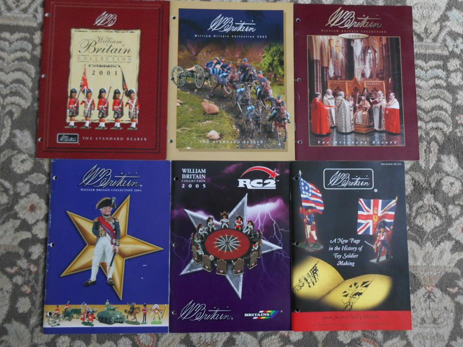 Six (6) WILLIAM BRITAIN COLLECTION Color Catalogs 2001 thru 2006
