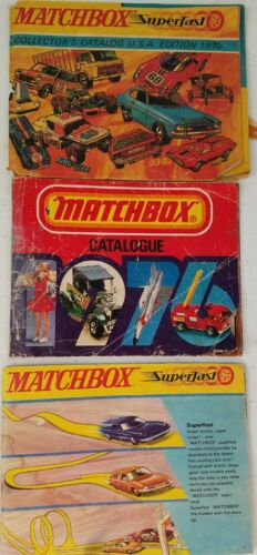 Matchbox vintage Cars Toy Collectors Catalog 1970 1975 lot of 3