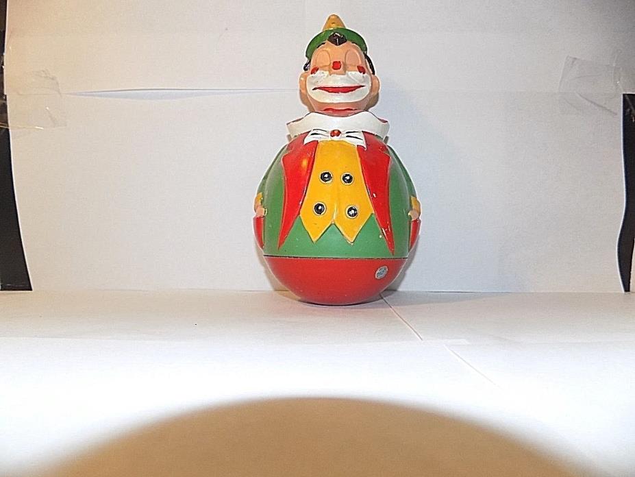 West Germany Vintage Roly Poly Plastic Scary (HE HAS NO EYES) Clown Toy 8
