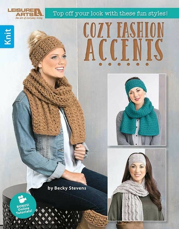 NEW KNIT pattern book Leisure Arts Cozy Fashion Accents