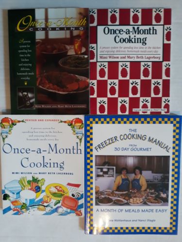 4 Book Lot  3 Once A Month Cooking and the Freezer cooking manual month of meals