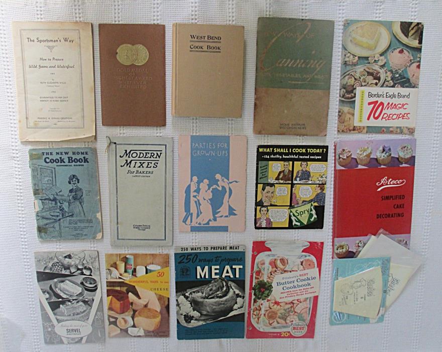 14 Asst COOK BOOKS Manufacturers Cookbooks  PASTRIES Canning etc 1933 to 50's