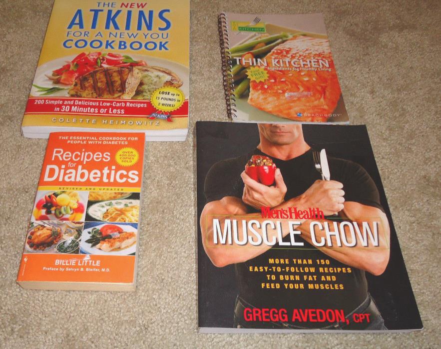 4 cookbooks new atkins men's health muscle chow recipes for diabetics healthy