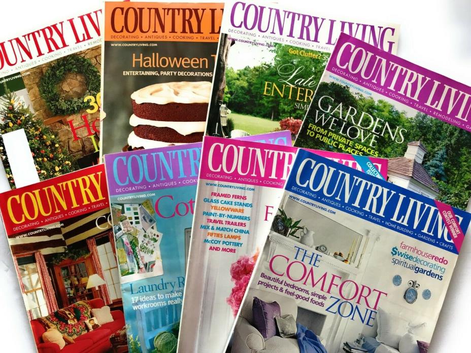 8 Country Living Magazines 2002 2004 Home  Recipes Decorating Gardens Antique
