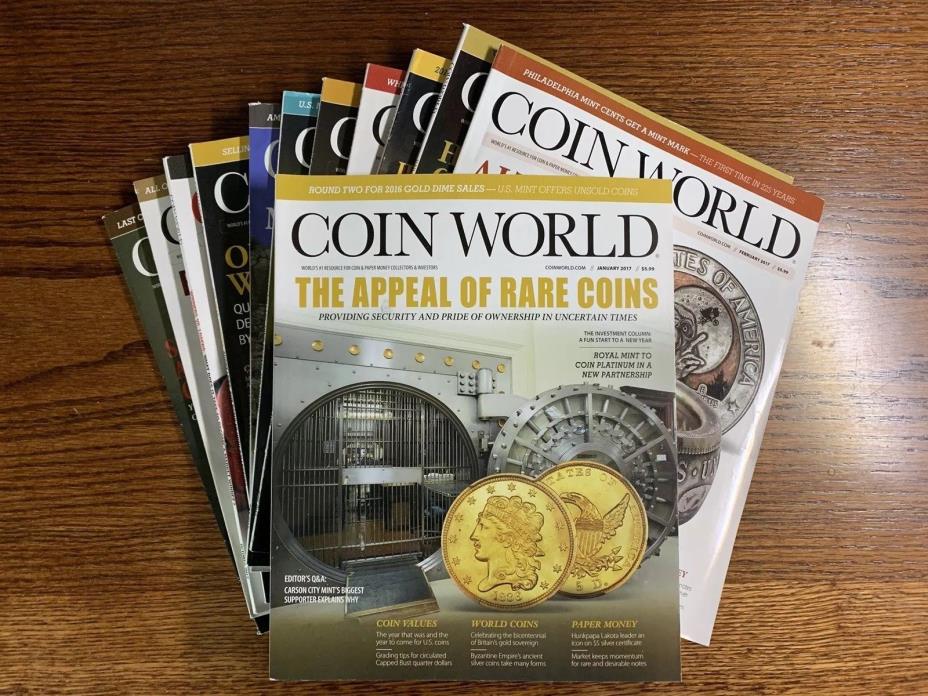Lot of 12 Coin World Magazines, All 2017 issues + Dealer Directory