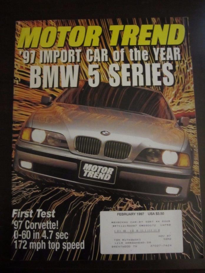 Motor Trend Magazine February 1997 Import Car of Year BMW 5 Series (G) OO A1