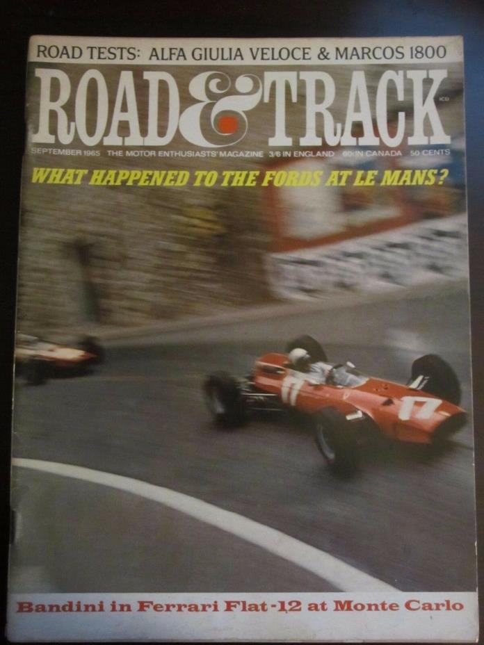 Road & Track Magazine September 1965 Bandini Ferrari Flat 12 Monte Carlo AK BBY8