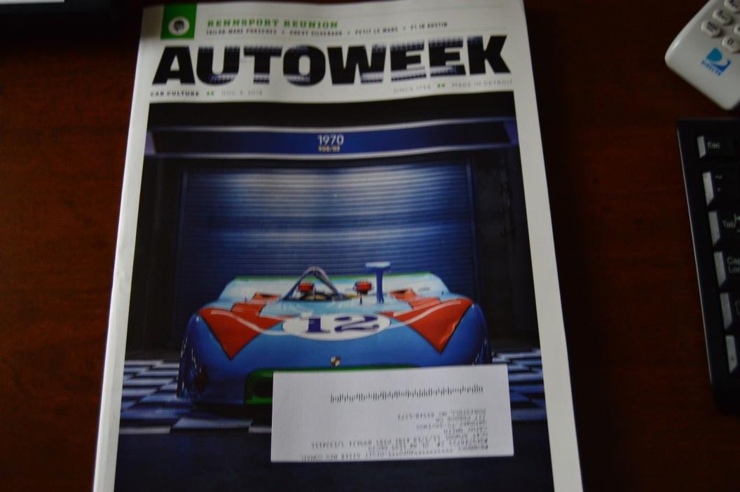AUTOWEEK MAGAZINE- Nov. 5 2018- RENNSPORT REUNION NEW!-LEMANS