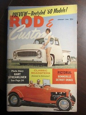 Rod & Custom Magazine January 1960 Kart Streamliner Classic Roadsters (AJ)