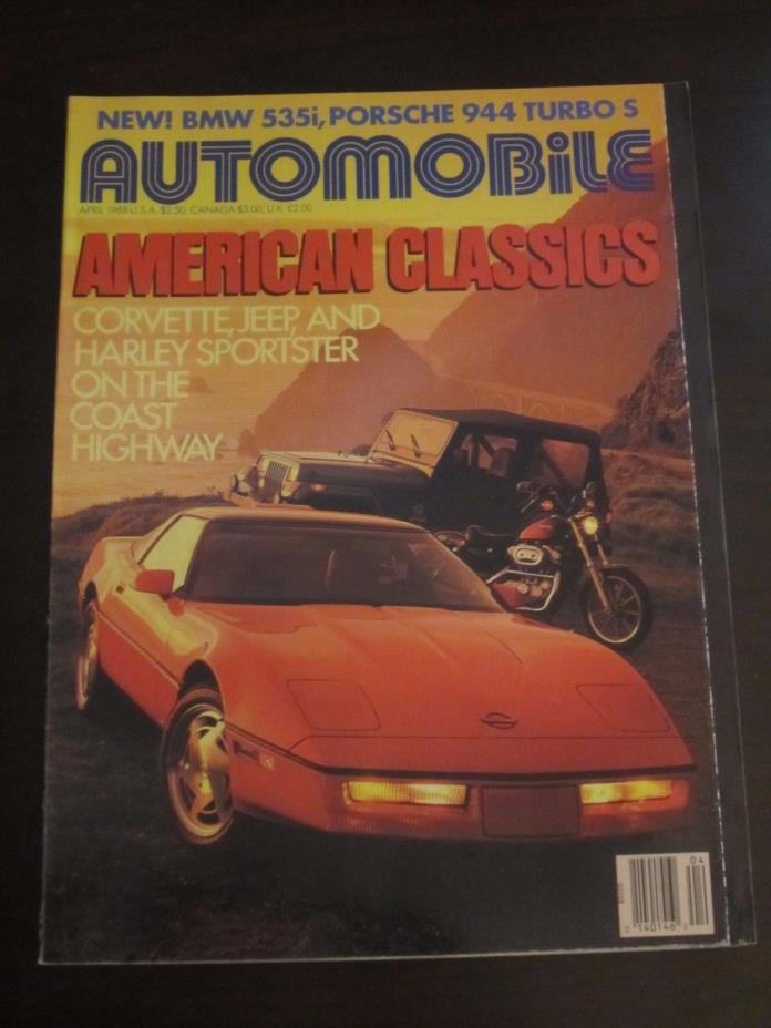Automobile Magazine April 1988 Classic Corvette Harley Sportster N Z9 Y8