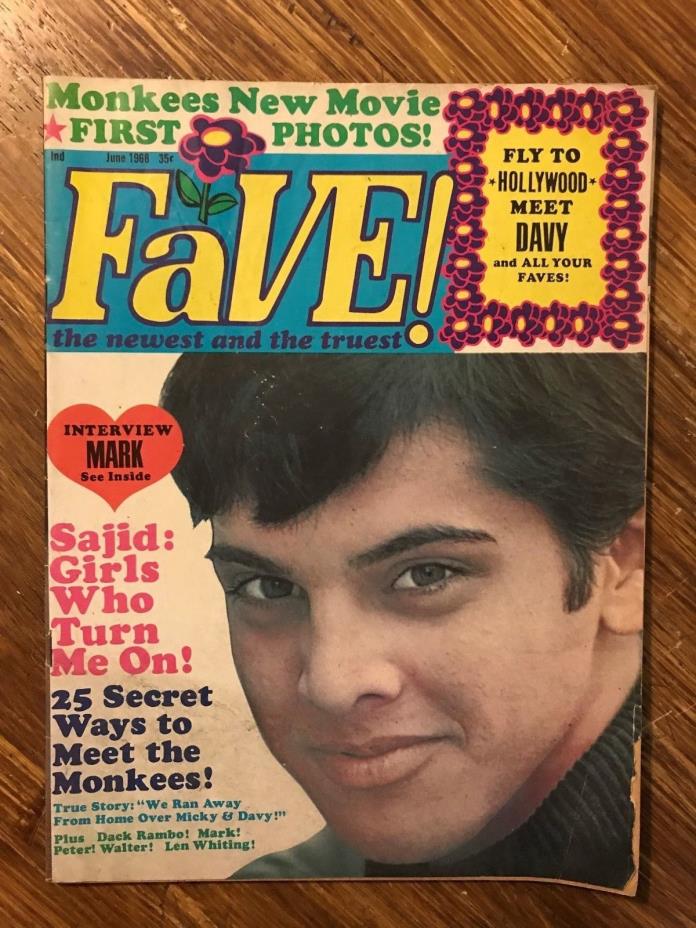 Fave Magazine June 1968 Secret Ways To Meet The Monkees