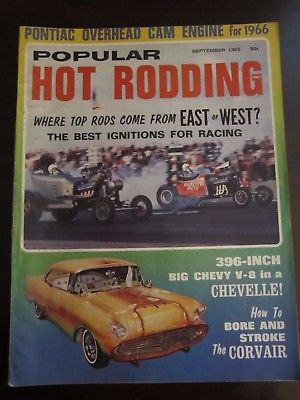 Popular Hot Rodding Magazine September 1965 396in Chevy Chevelle V-8 DD AO AD X2