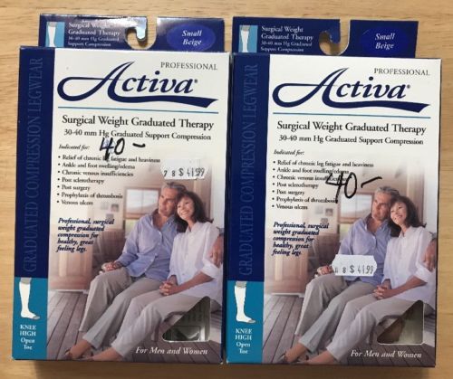 Activa Surgical 30-40 mmHg Knee High, Open Toe Stockings, Beige, Small x2, H4401