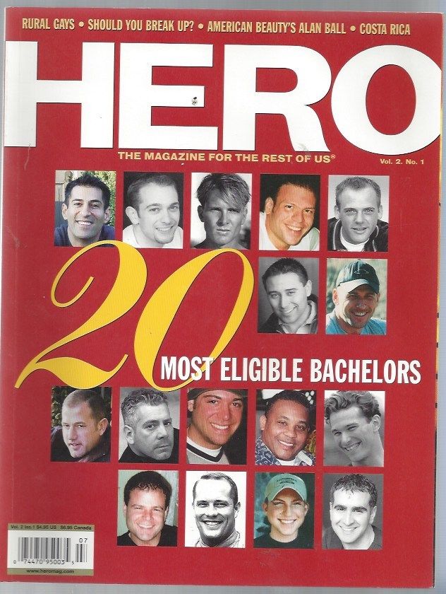 RARE GAY HERO Magazine March 2000 20 Most Eligible Bachelors Brand NEW RARE