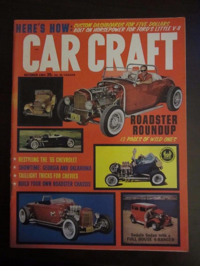 Car Craft Magazine October 1963 Roadster Roundup '55 Chevy Taillight AZ B1 Z5
