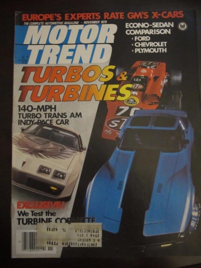 Motor Trend Magazine November 1979 Turbos 140 MPH Trans AM Pace Car O Z5 K C1