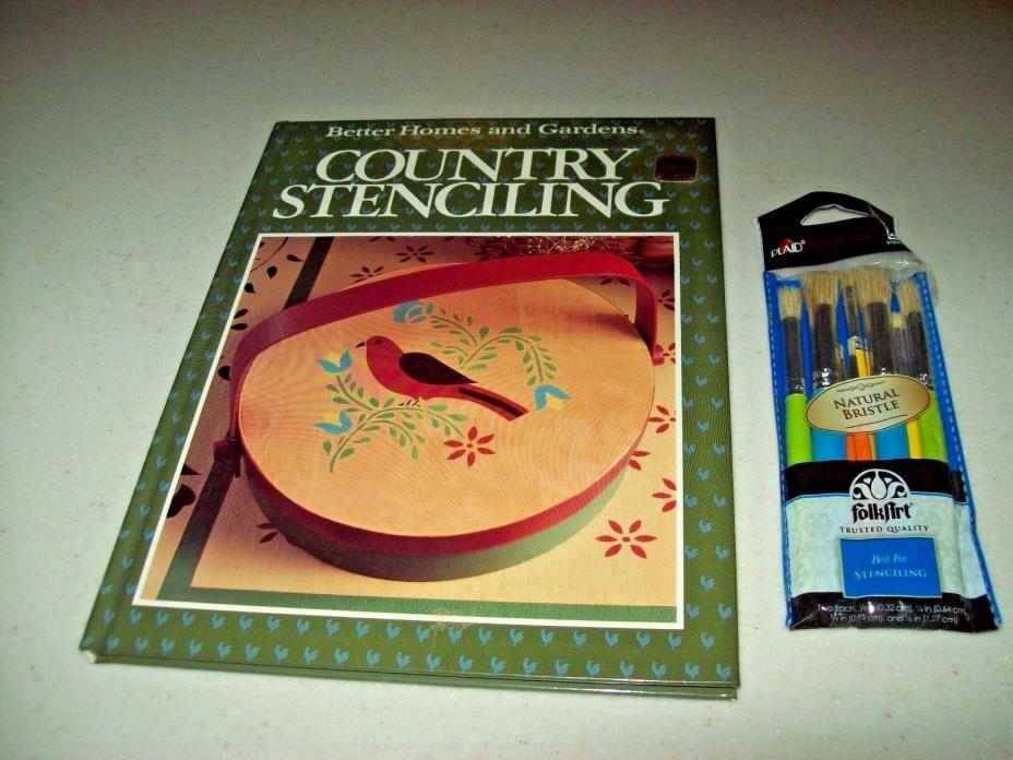 BOOK - COUNTRY STENCILING 8.5 X 11 80 PP BH&G WITH 8 BRUSHES