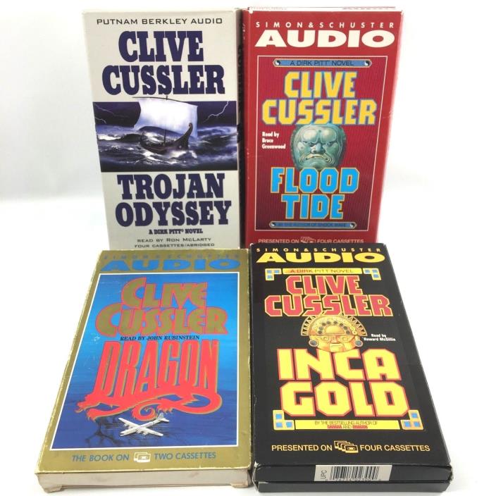 Clive Cussler Trojan Odyssey Flood Tide Dragon Inca Gold 4 Audio Cassete Books