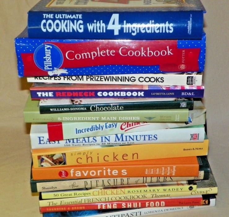 Lot of 30 Random Mixed Cookbooks Hardback Paperback 60 lbs !!! cook book cooking