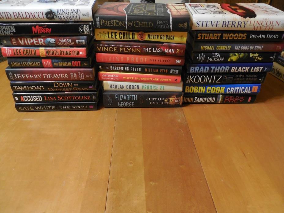 25 Hardcover w/jacket Suspense Thriller Mystery Books Wholesale Fiction Books