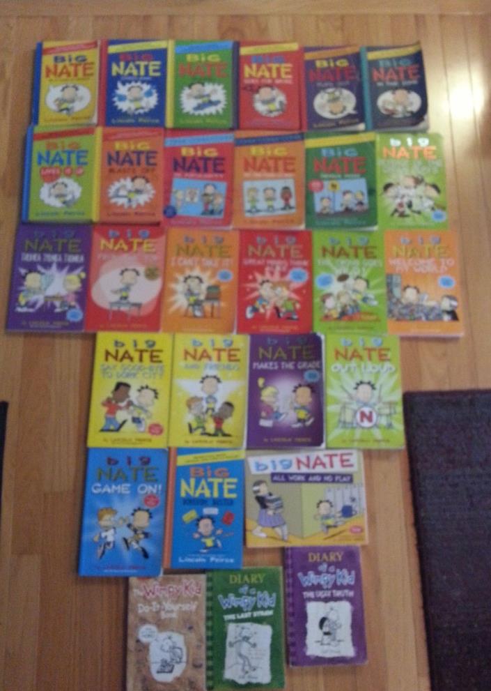 Big Nate Books Lot Of 25 plus 3 Diary of Wimpy Kid Lincoln Peirce & Jeff Kinney