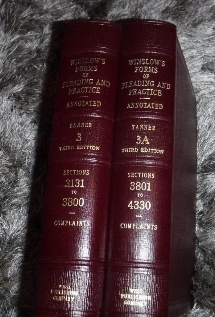 WINSLOW'S FORMS OF PLEADING & PRACTICE ANNOTATED VINTAGE 1951 TANNER 3 & 3A LAW