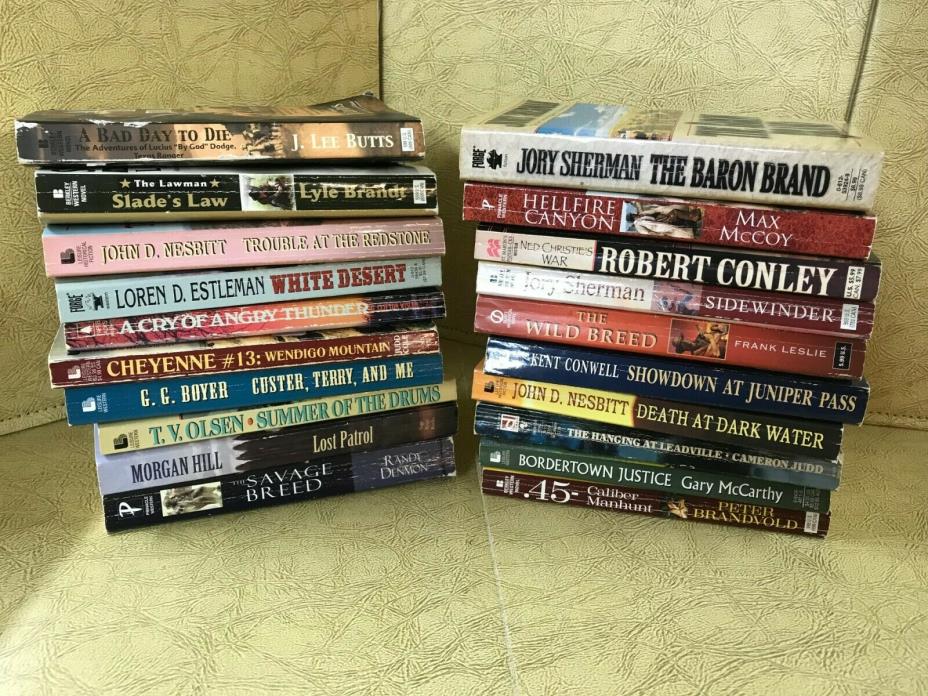 LOT of 20 Western paperbacks~Various Authors; Sherman, McCoy...~FREE SHIPPING!