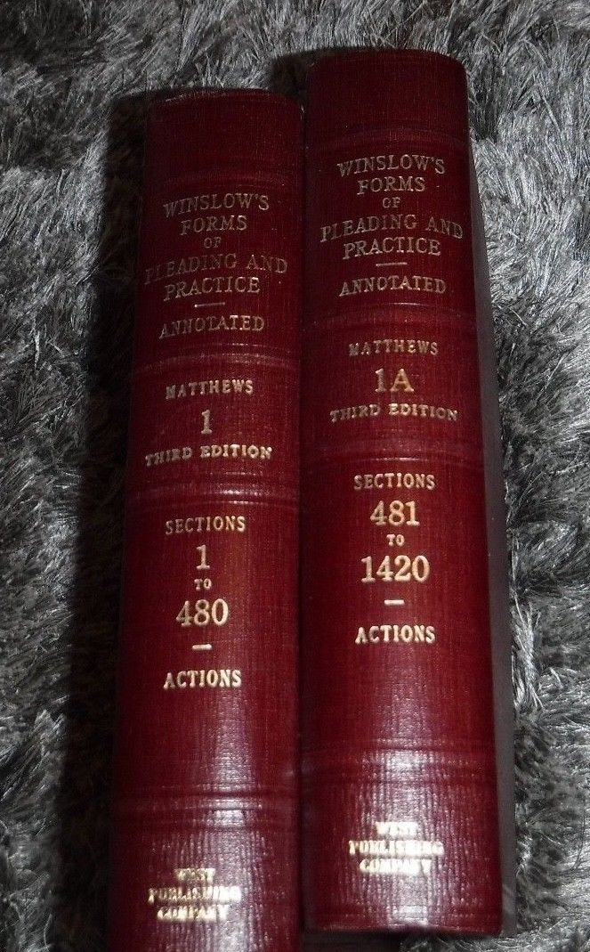 WINSLOW'S FORMS OF PLEADING & PRACTICE ANNOTATED VINTAGE 1954 MATTHEWS 1 & 1A