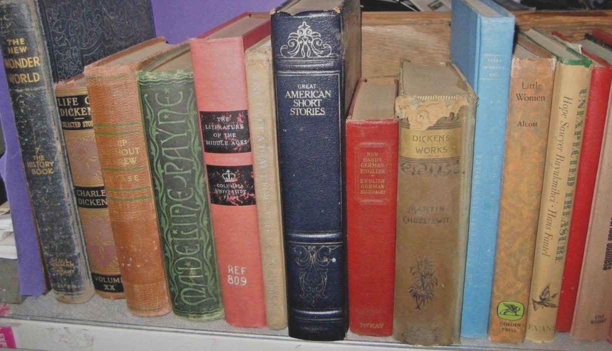 Large Vintage Book Collection Random Mix Subjects and Titles 34pc Book Lot