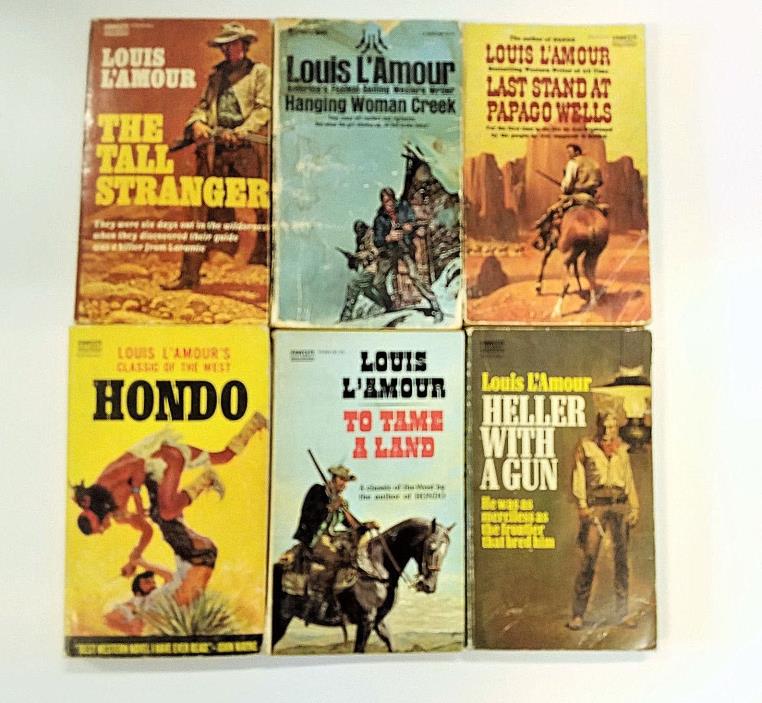 Louis L`Amour Fawcett Gold Medal Paperback Country Novels Lot of 5+Bonus