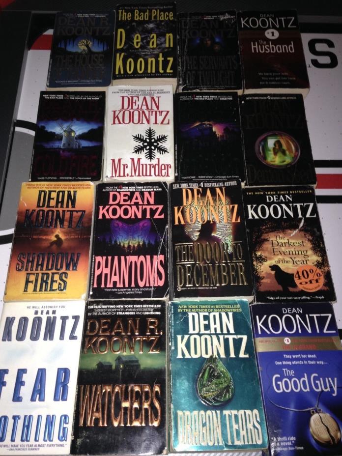 Dean Koontz Huge Lot 16 Paperback Novels Suspense Thrillers Sci Fi Mystery Books