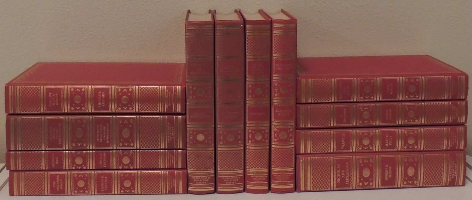 TWELVE 12 Volumes RED & GILT Int. Collectors Library for Reading or Decorating