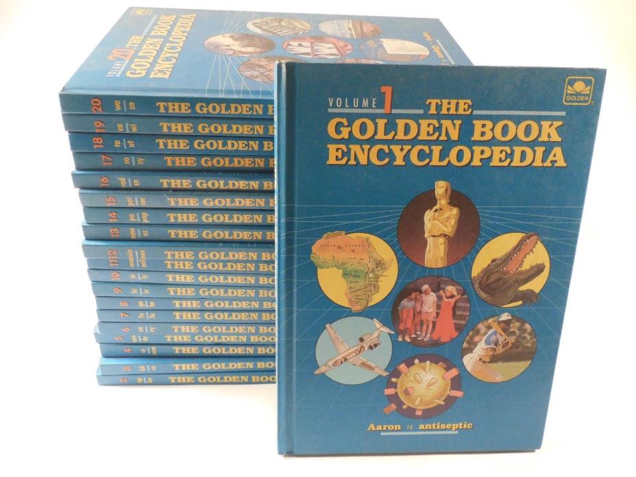 Vintage 1980s Golden Book Encyclopedia Vol 1 - 20 Book Set Blue Cover